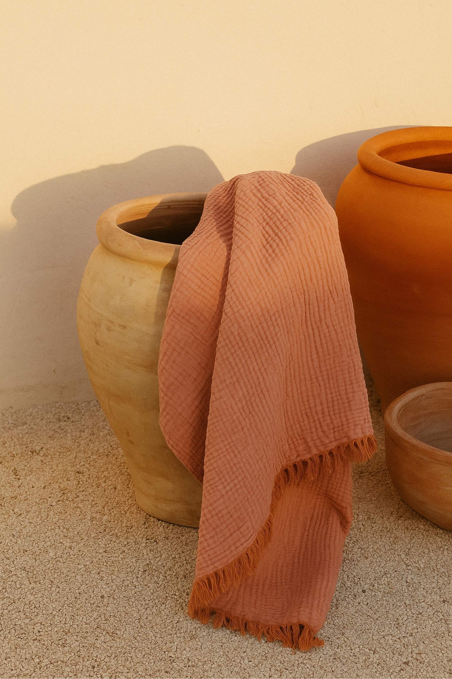 Fouta rose plage coton