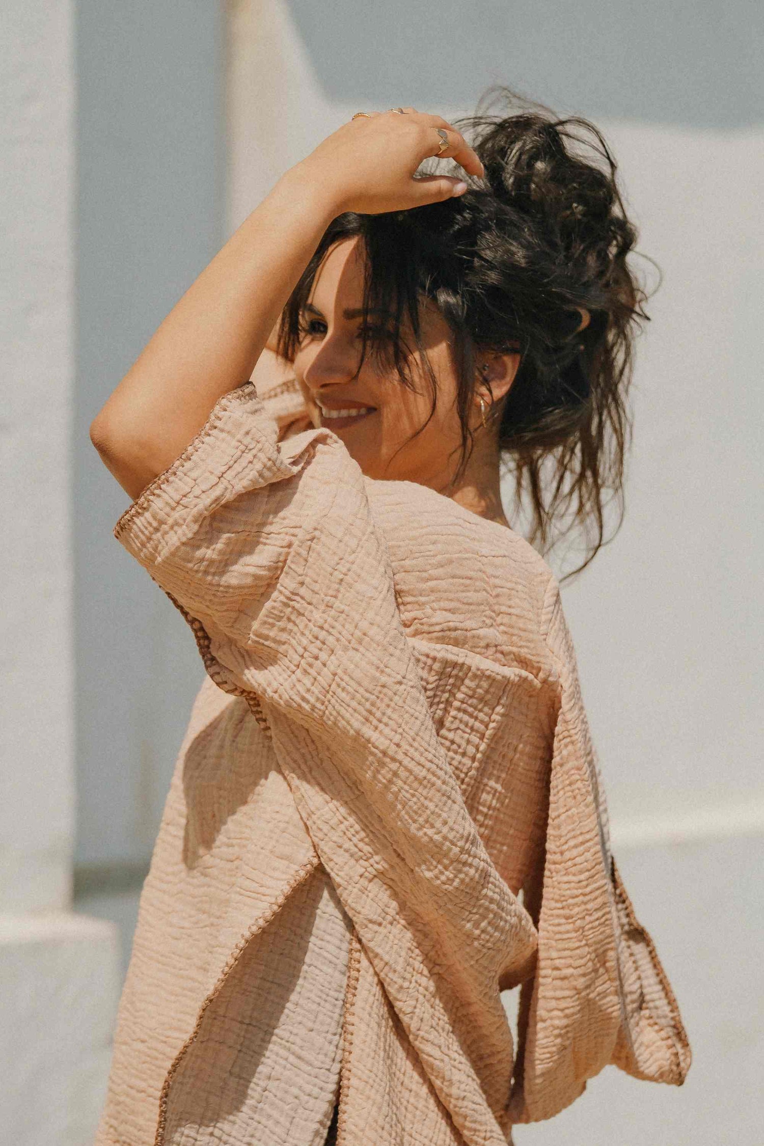 poncho capuche coton plage femme