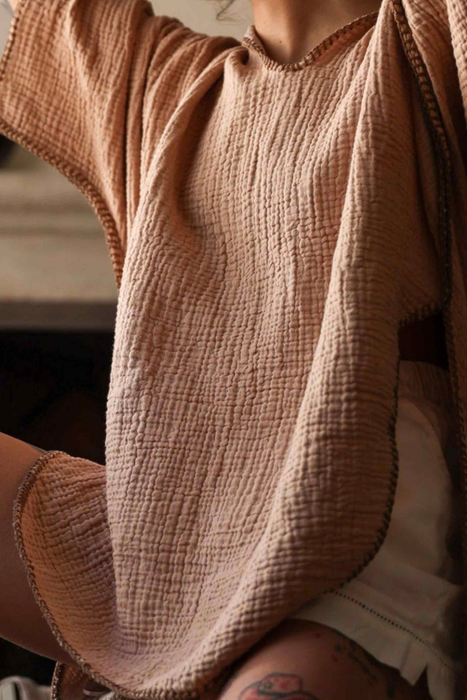 poncho capuche coton plage femme