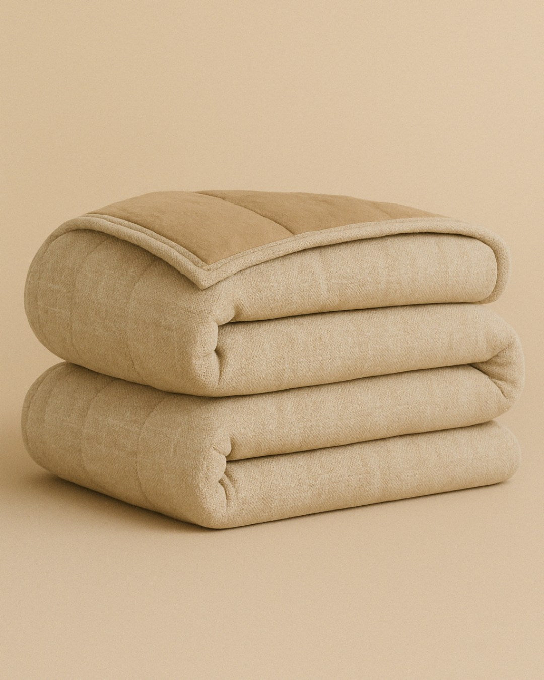 couvre lit coton beige