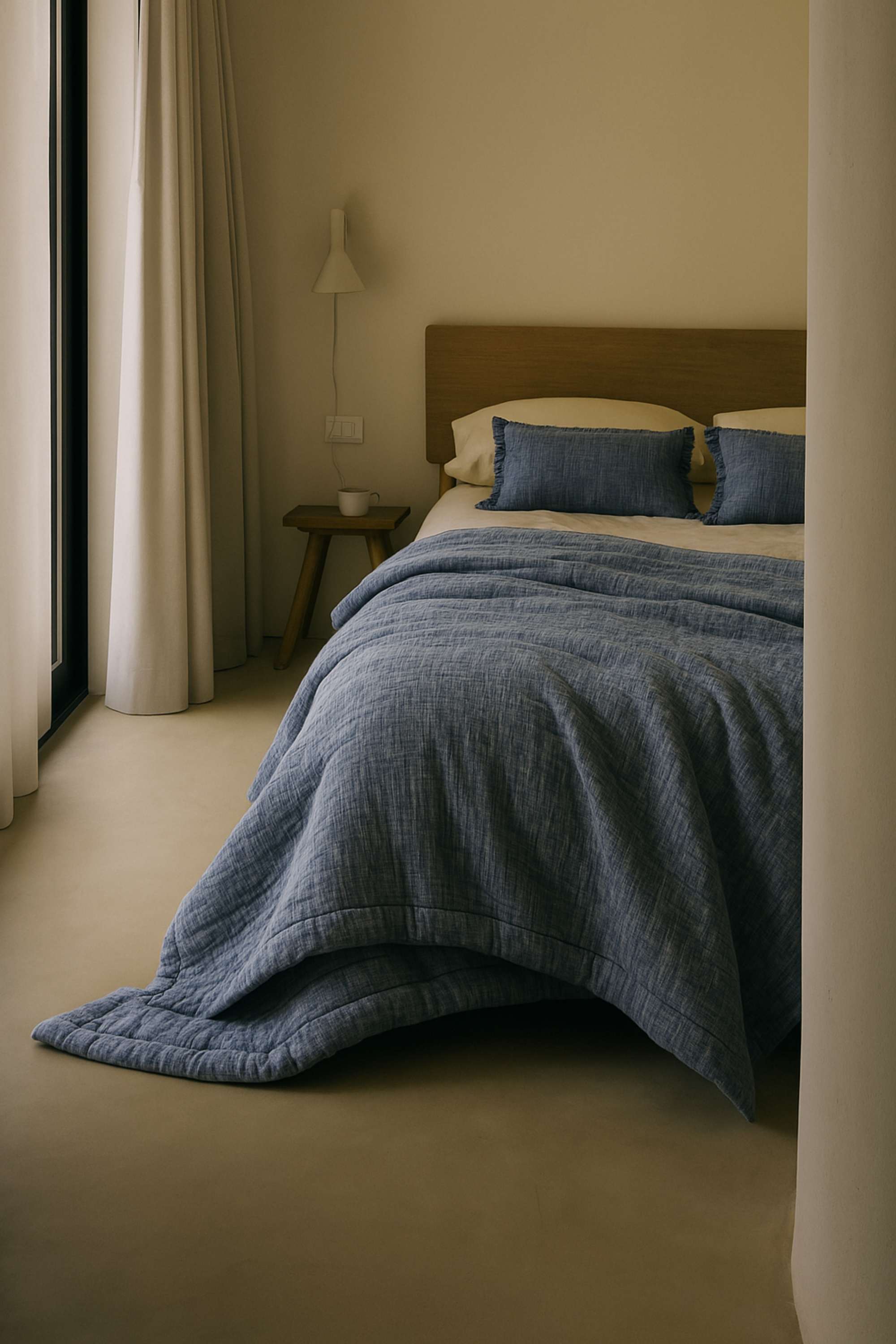 dessus de lit coton indigo