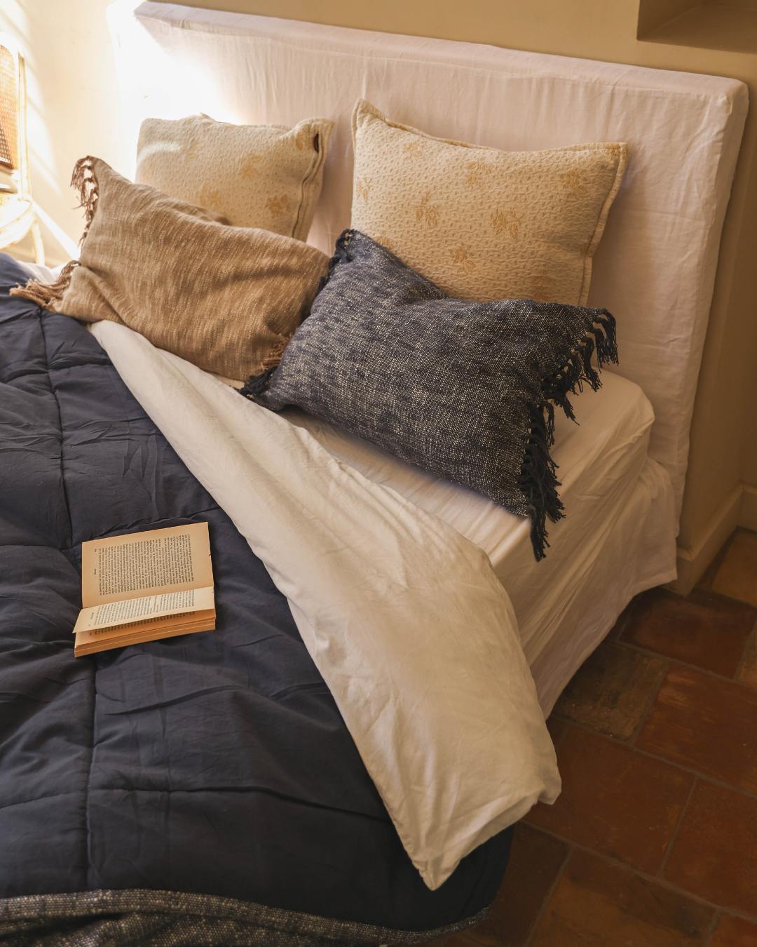 dessus de lit coton indigo