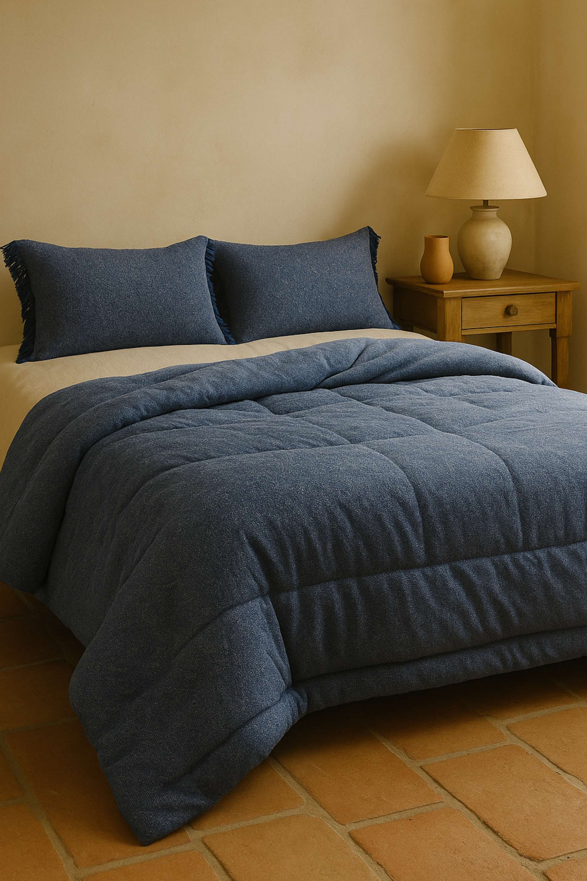 dessus de lit coton indigo