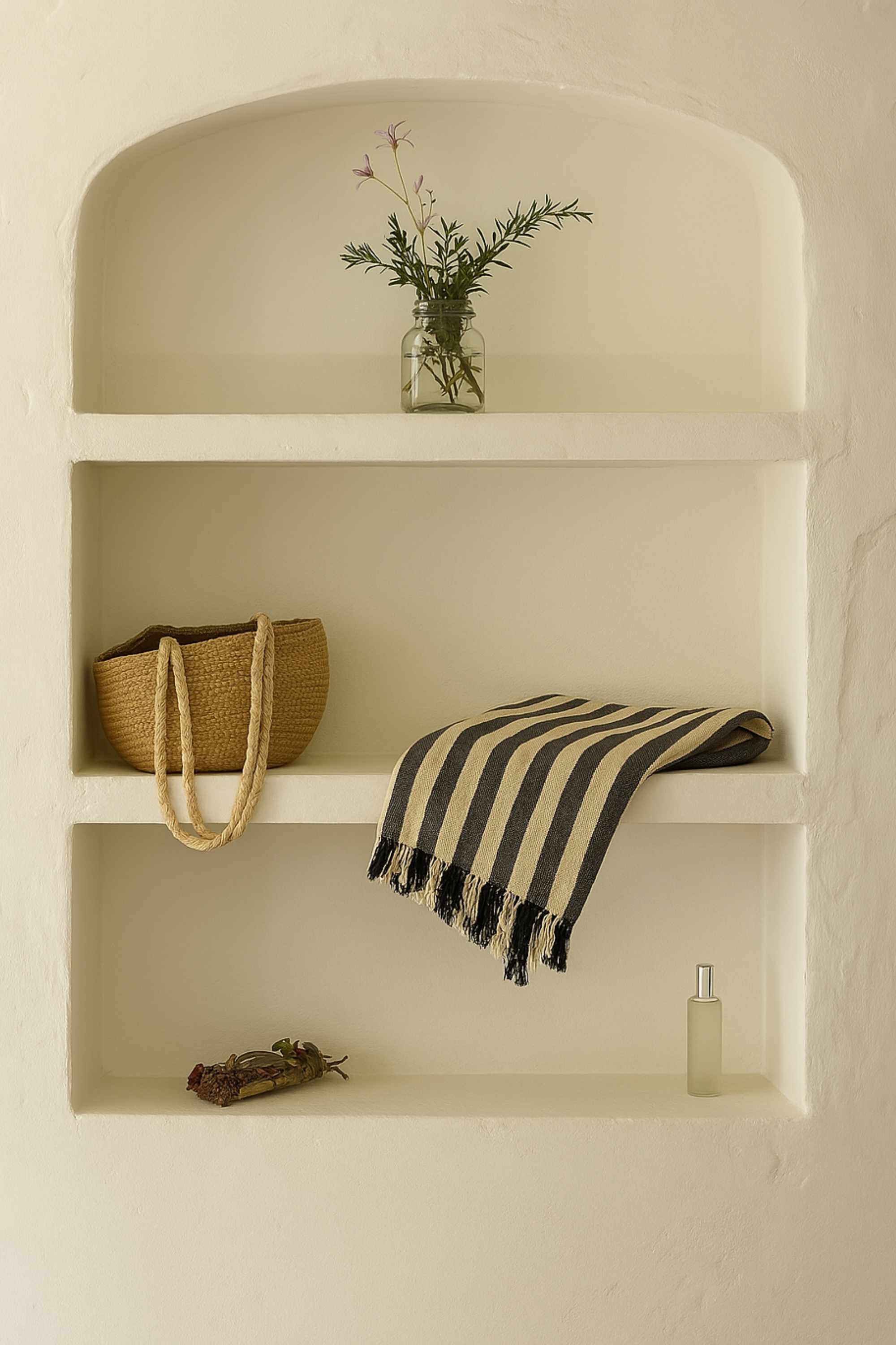 fouta coton rayee grise