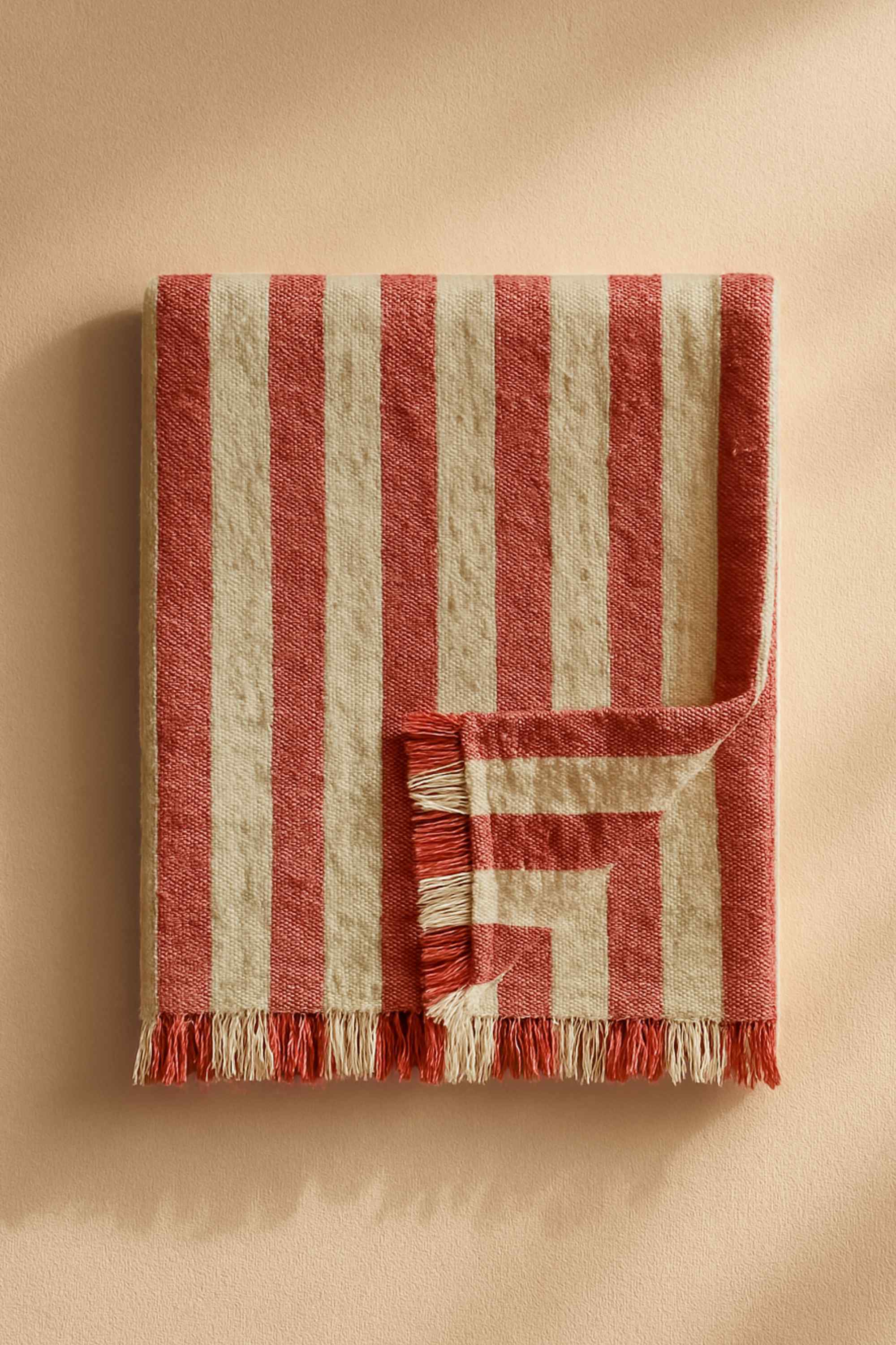 fouta coton rayee rouge