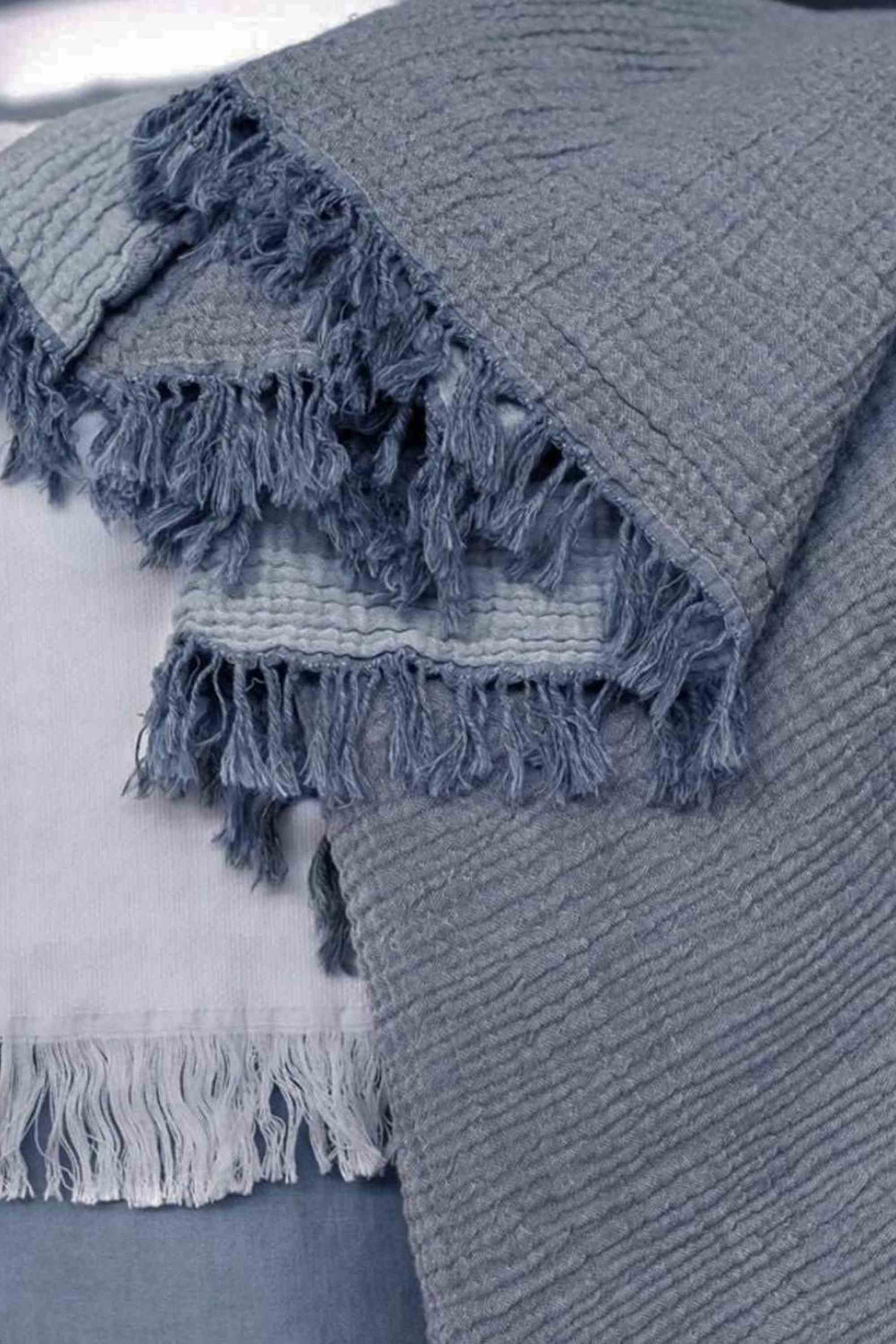 fouta gaze coton bleu