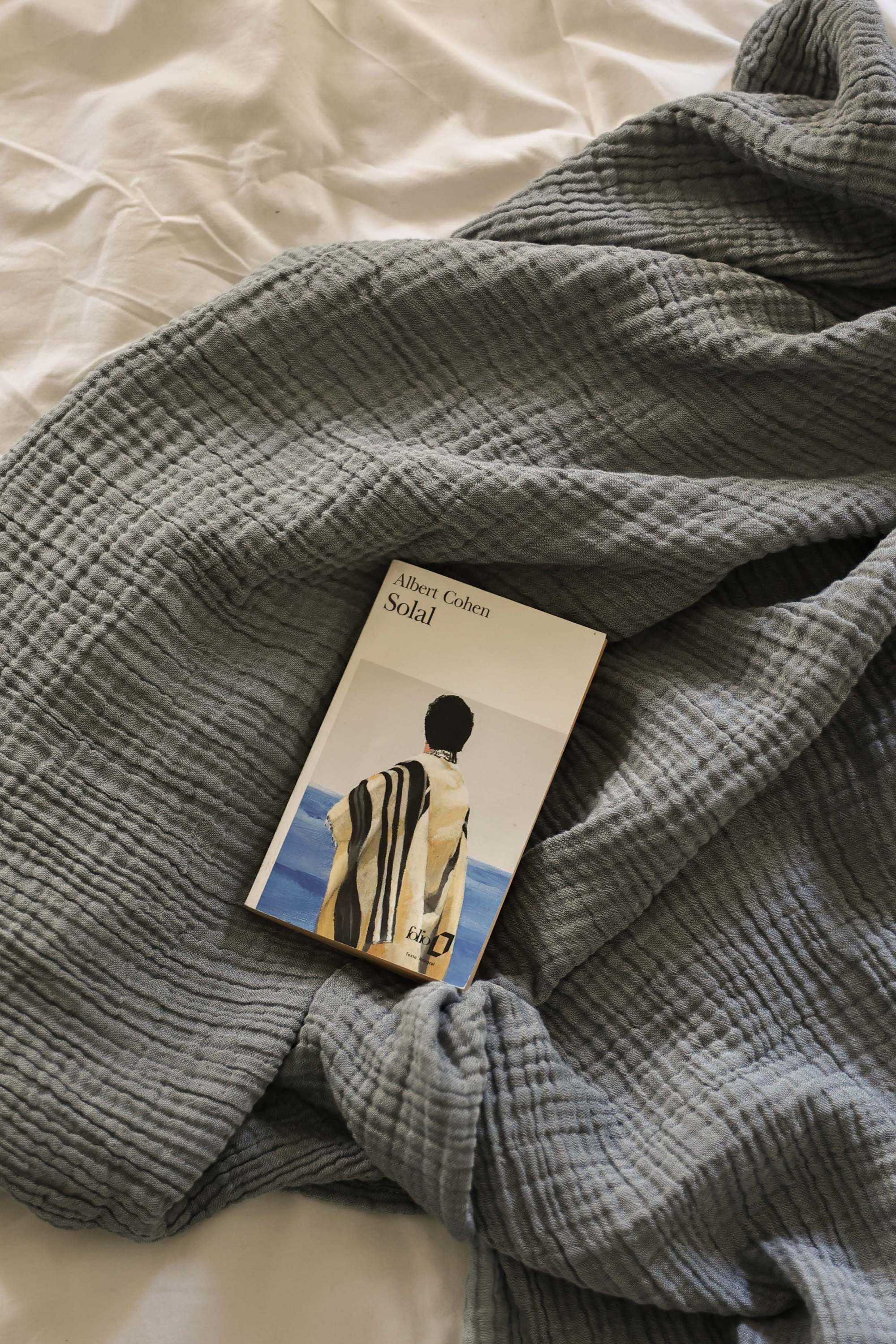 fouta gaze coton bleu
