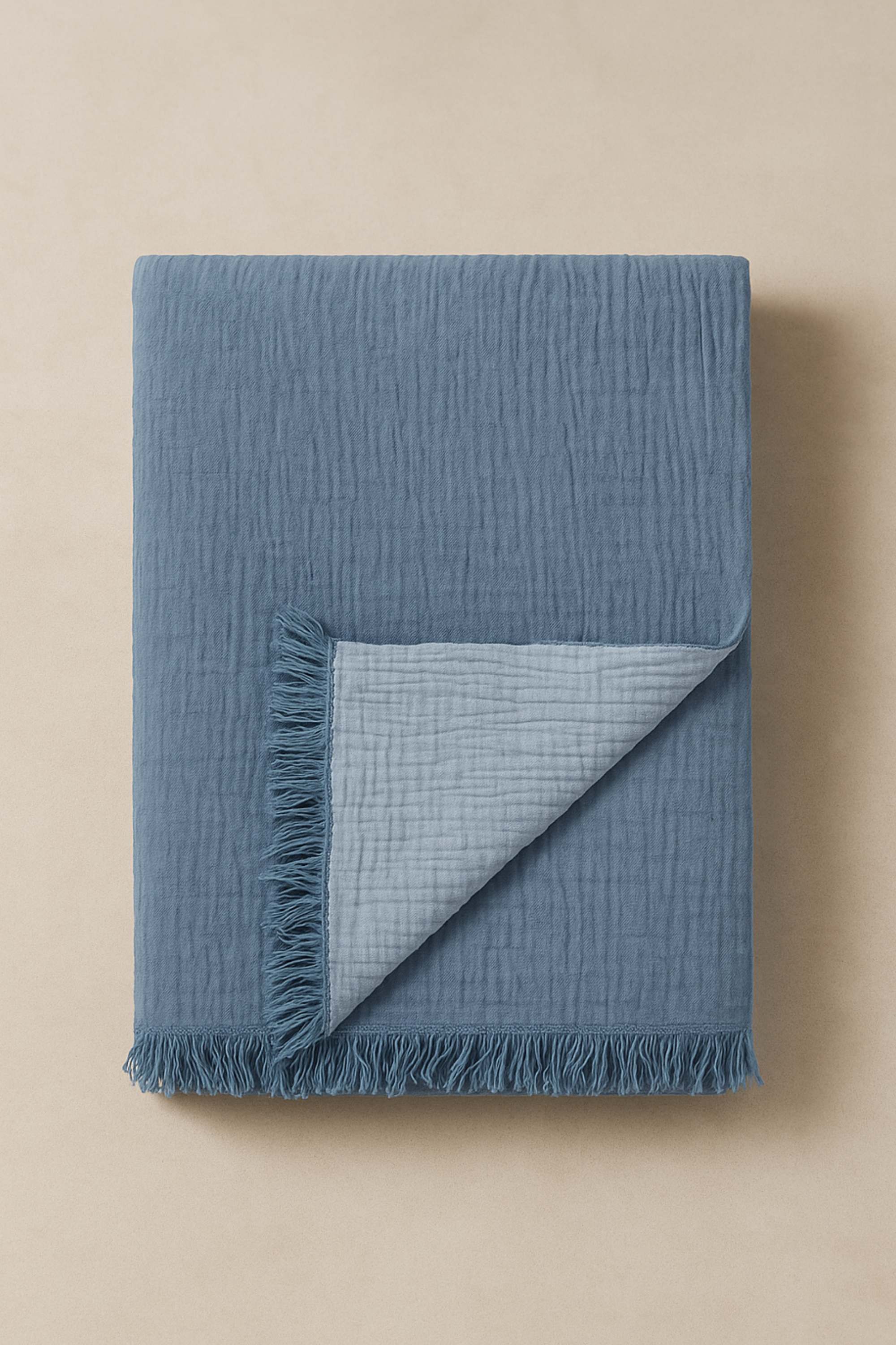 fouta gaze de coton bleu