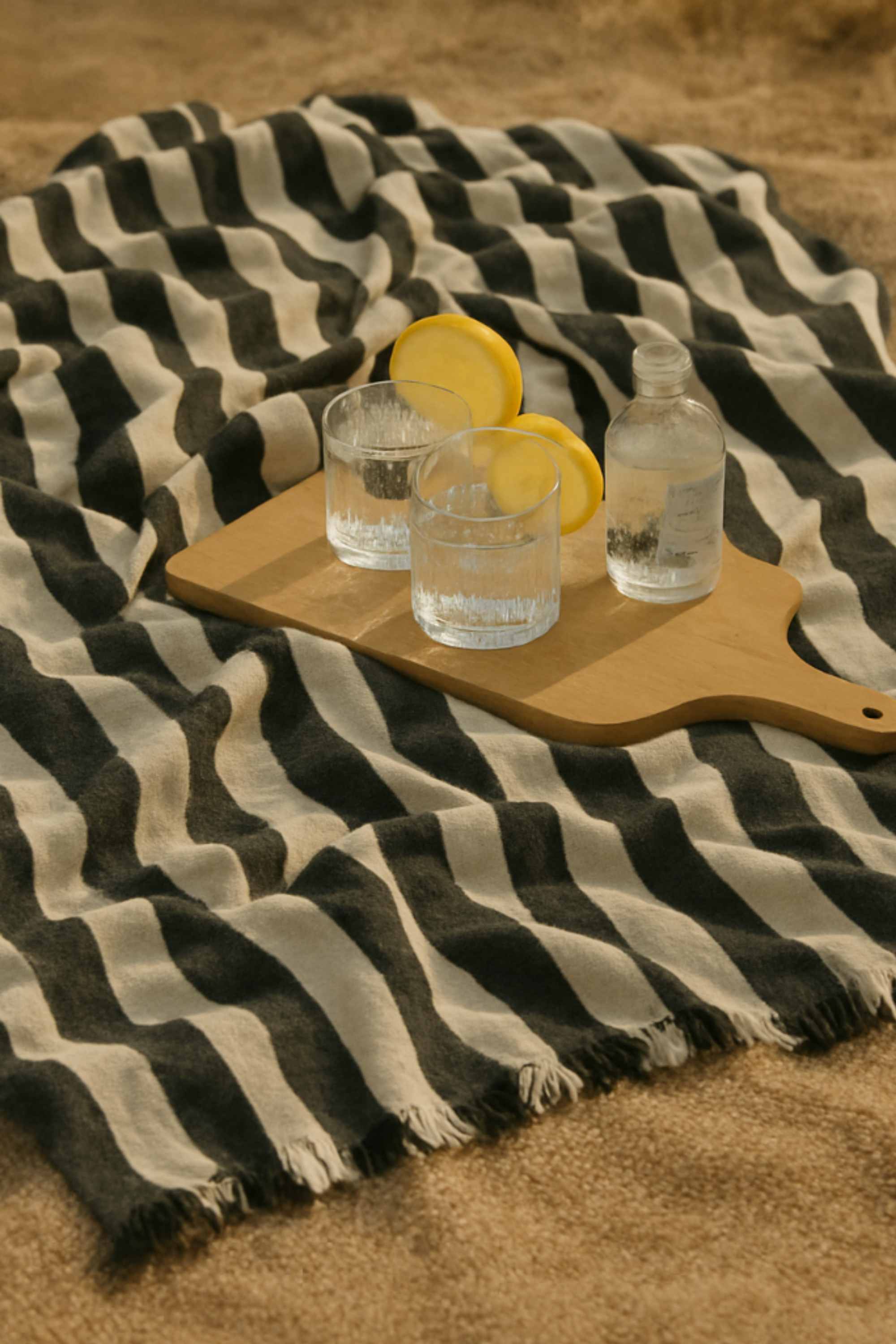 fouta rayee noire