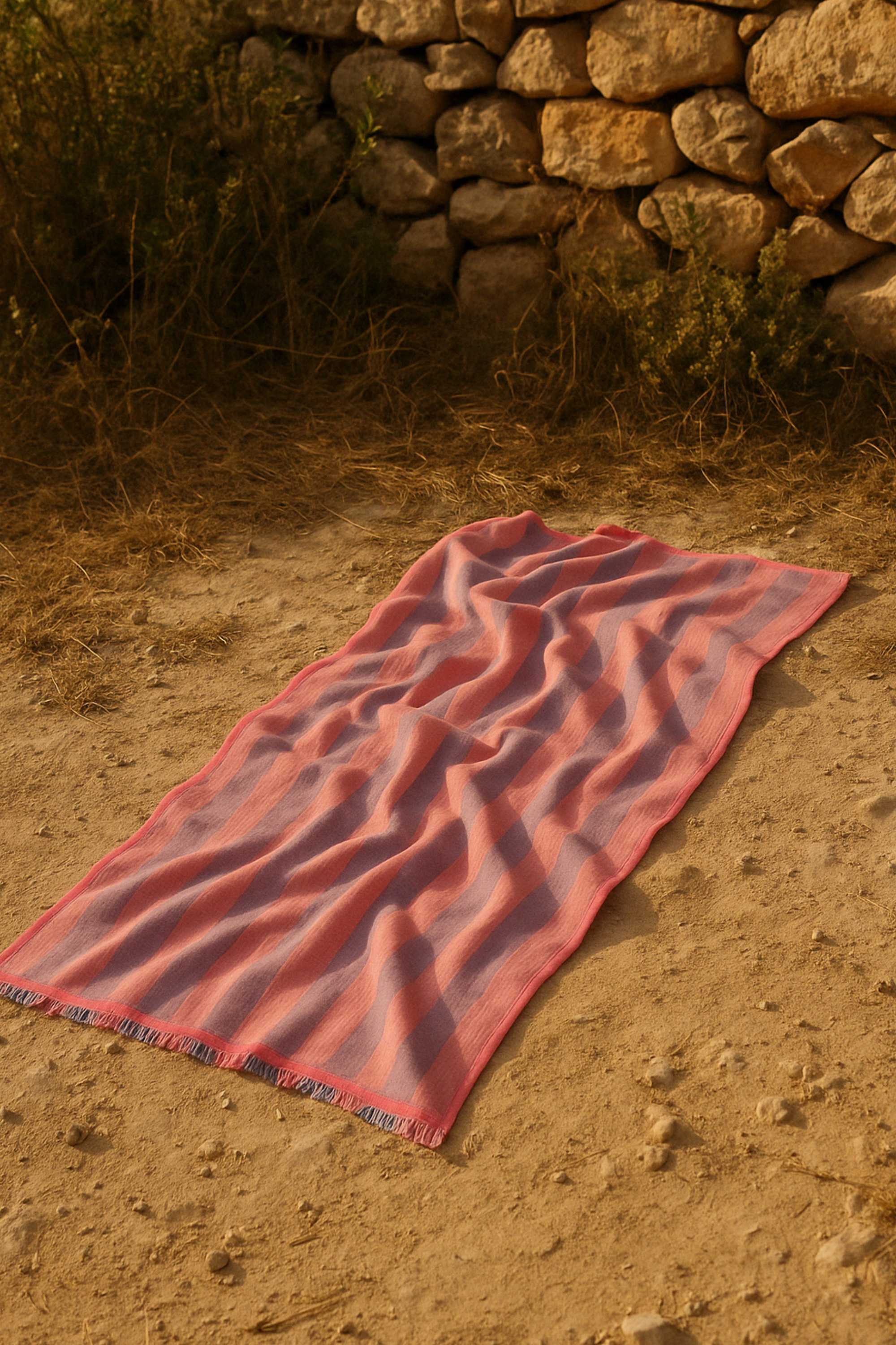 fouta rayee rose bleu