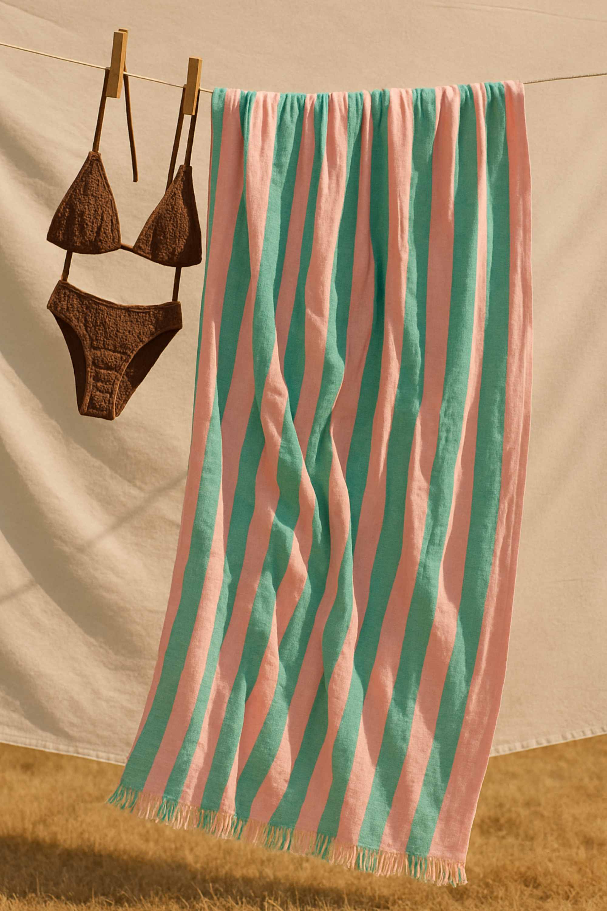 fouta rayee rose bleu