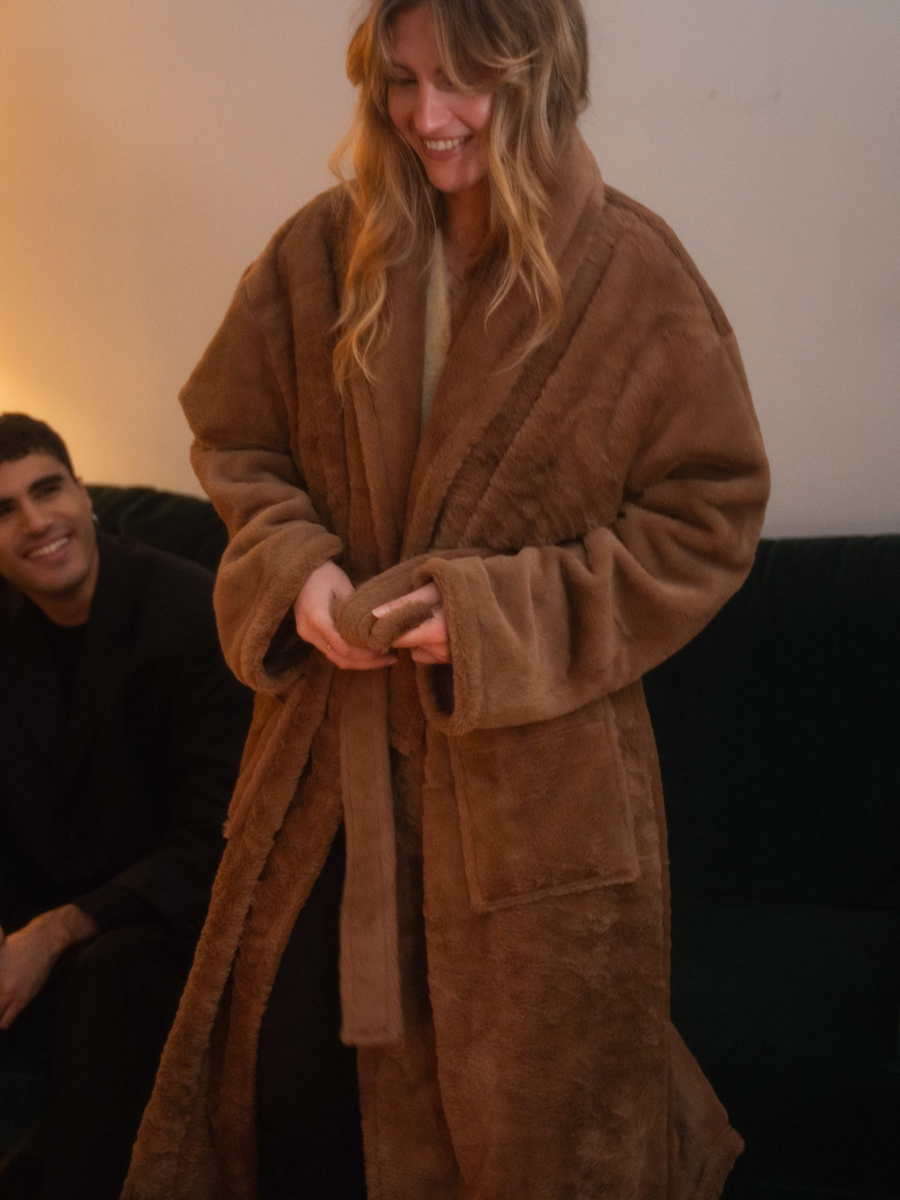 Peignoir Hôtel - fausse fourrure Camel