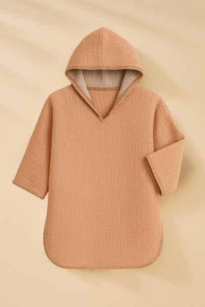 Poncho Gaze de coton Café