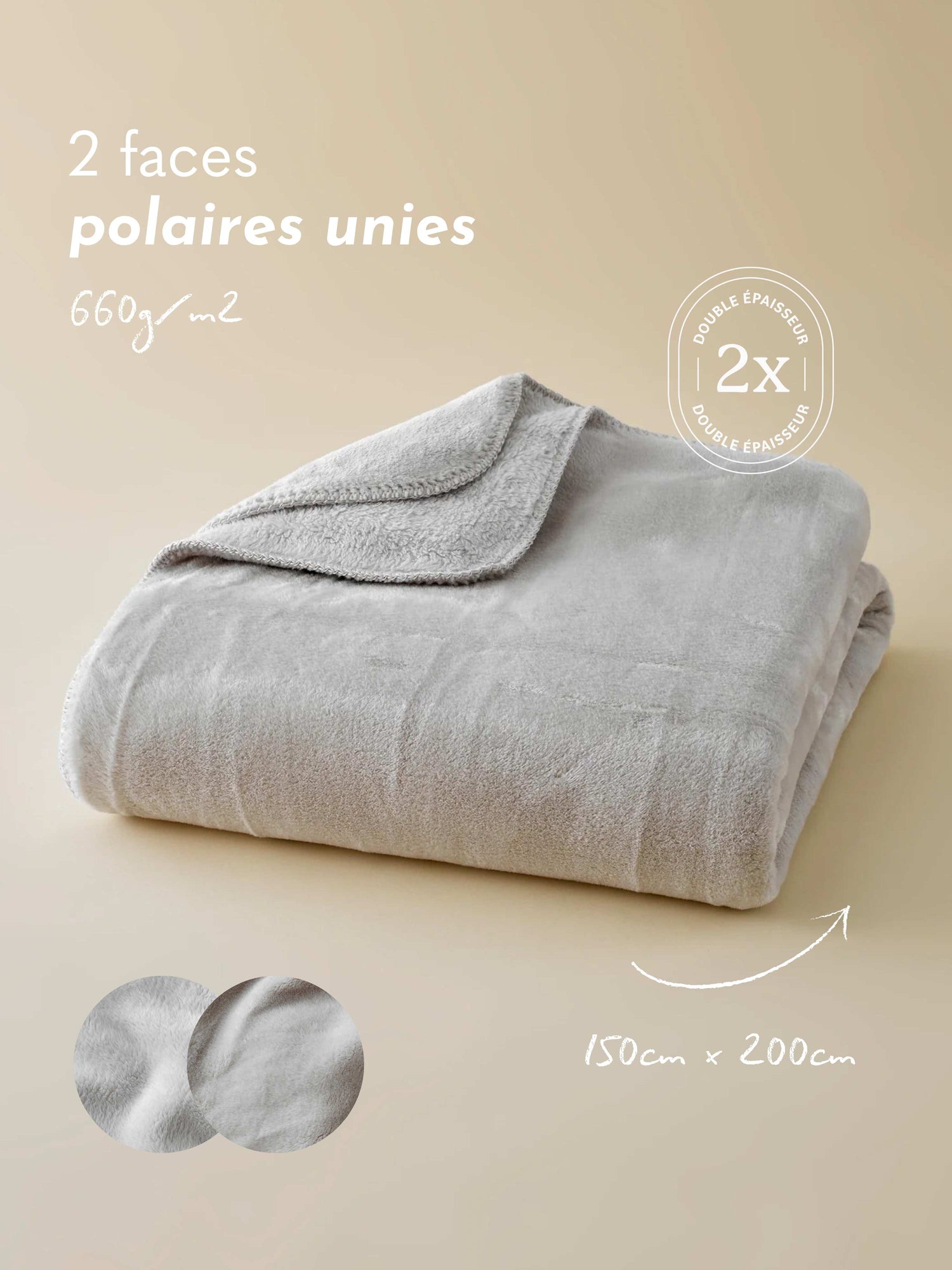 Plaid Cosy Bicolore gris clair