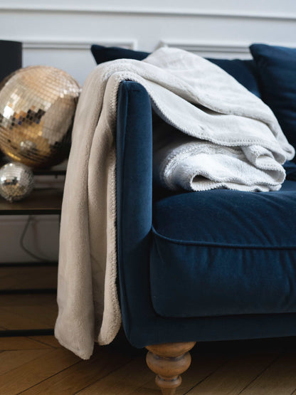 Plaid Cosy Bicolore gris clair