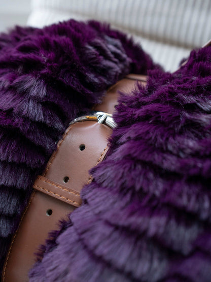 Plaid Fausse Fourrure Vague Prune