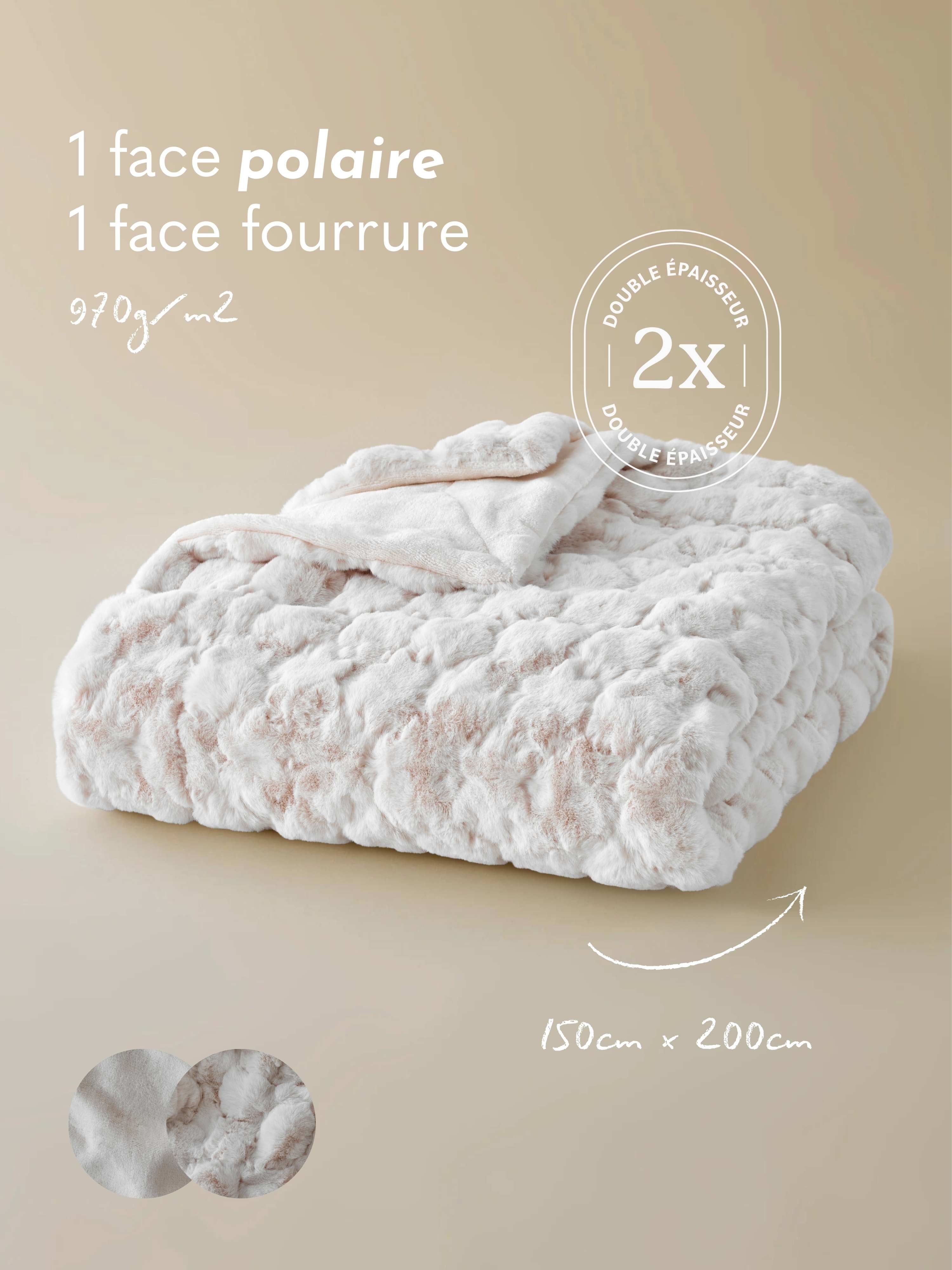 Plaid Fausse Fourrure Passion Beige