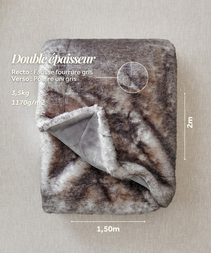 Plaid Fausse fourrure gris