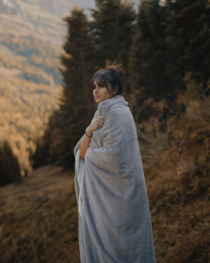 Plaid Cosy Bicolore Givre - gris clair VENTE ARCHIVES
