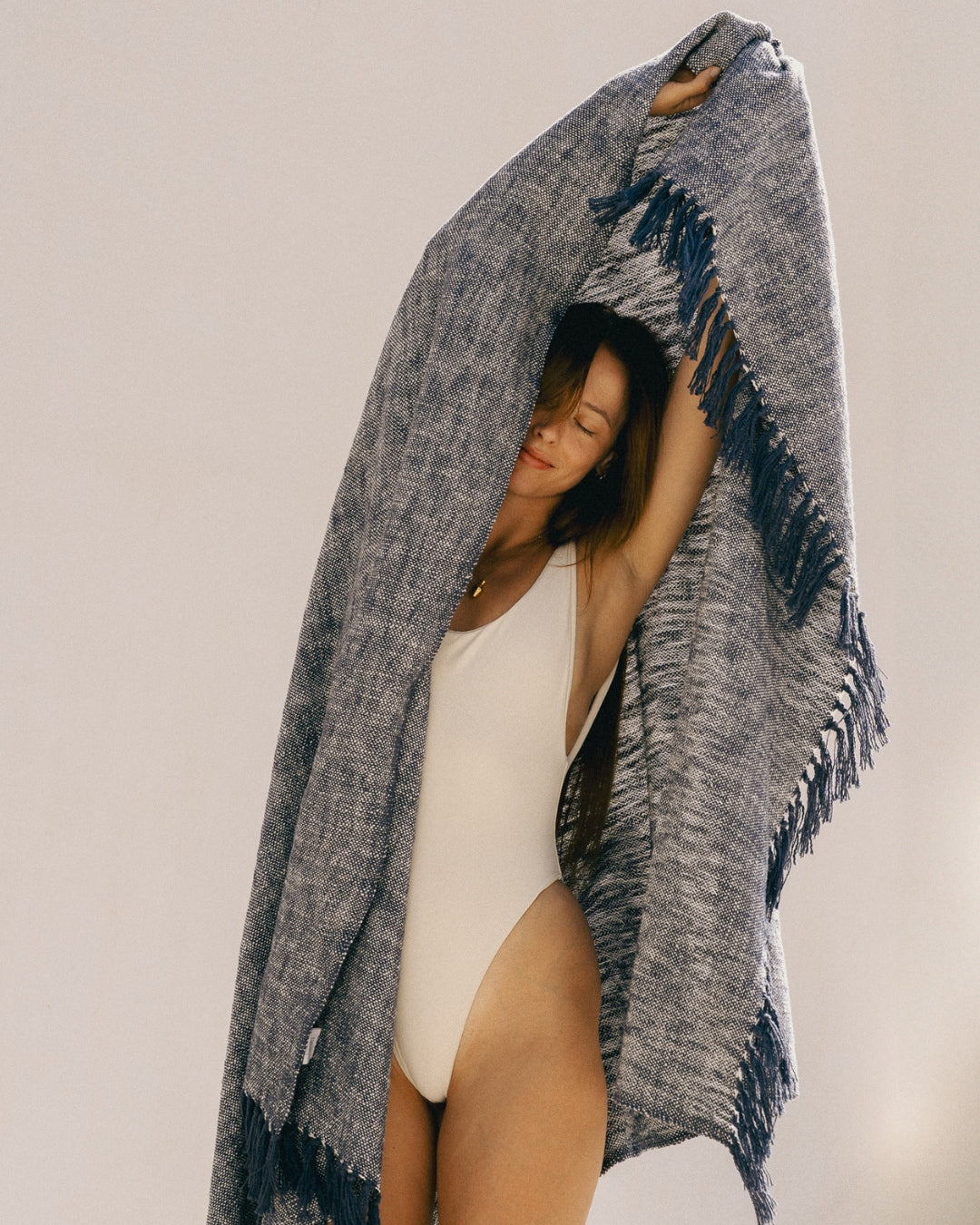 fouta coton bleu