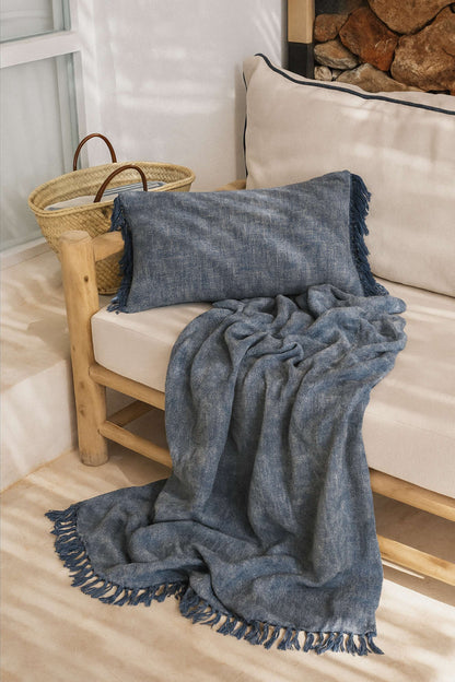 fouta coton bleu