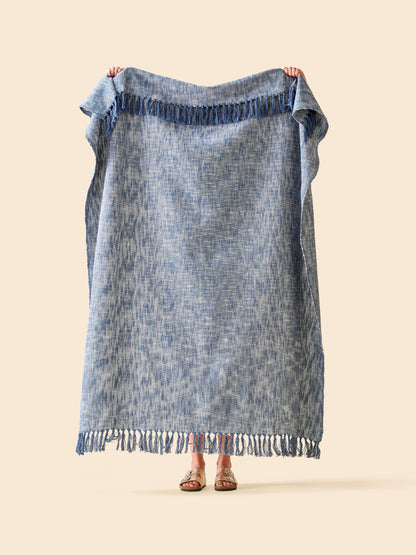 fouta coton bleu