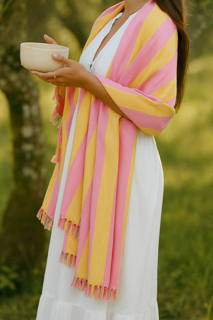fouta_coton_jaune_rose