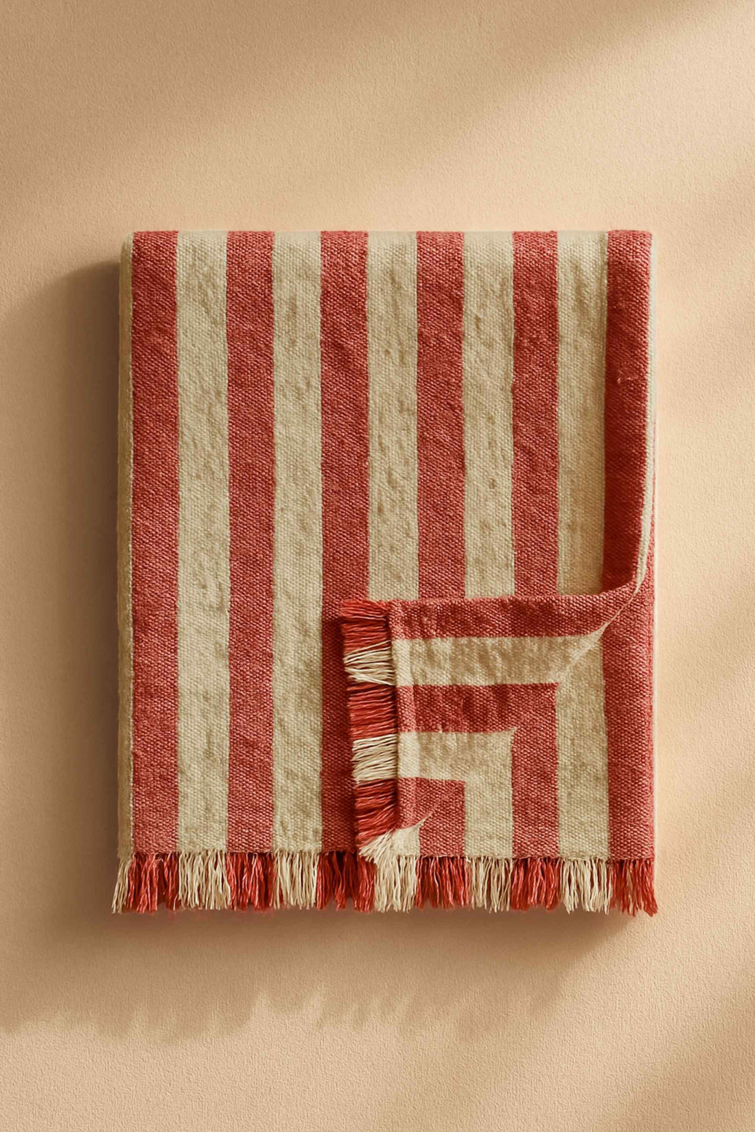 fouta coton rayee rouge