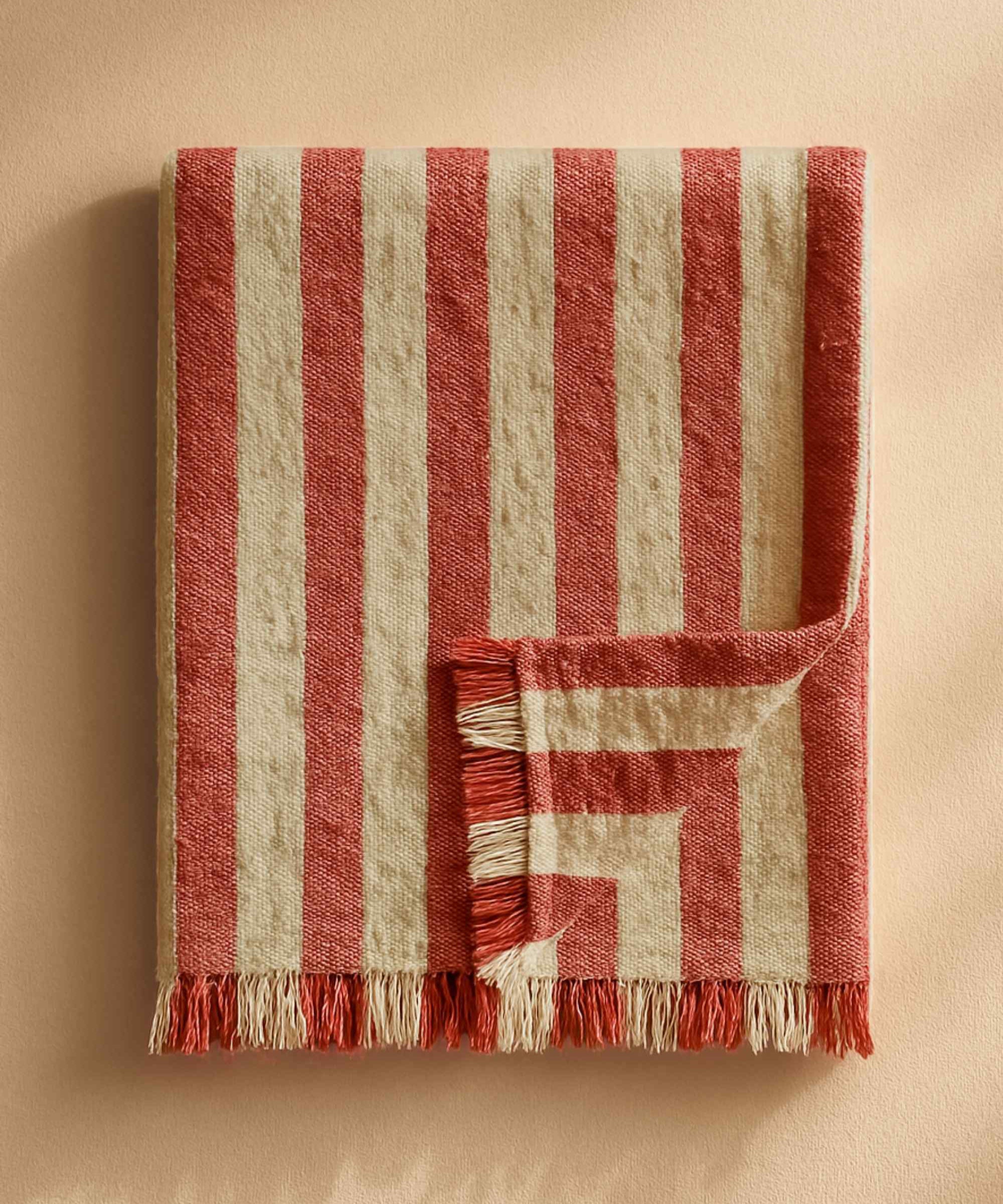 fouta coton rayee rouge