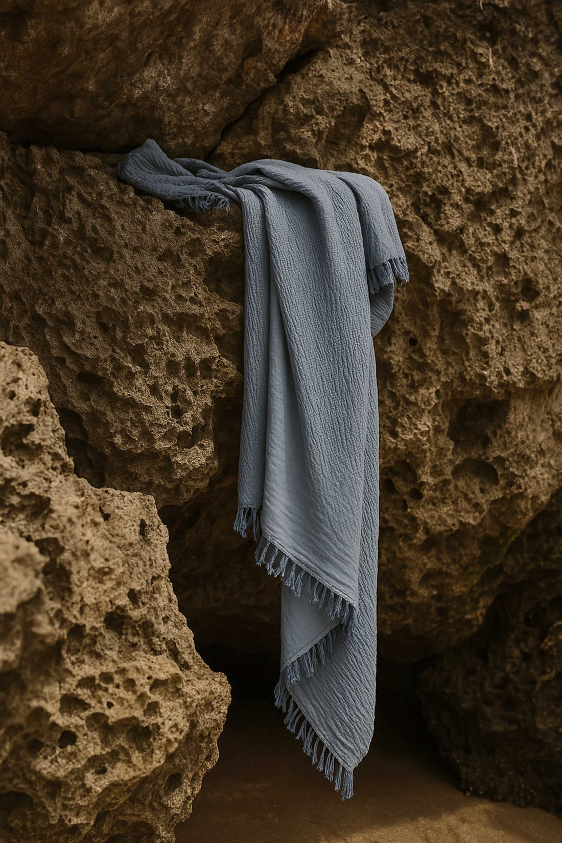 fouta gaze coton bleu