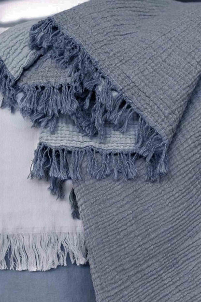 fouta gaze coton bleu