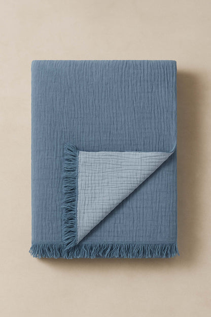 fouta gaze de coton bleu