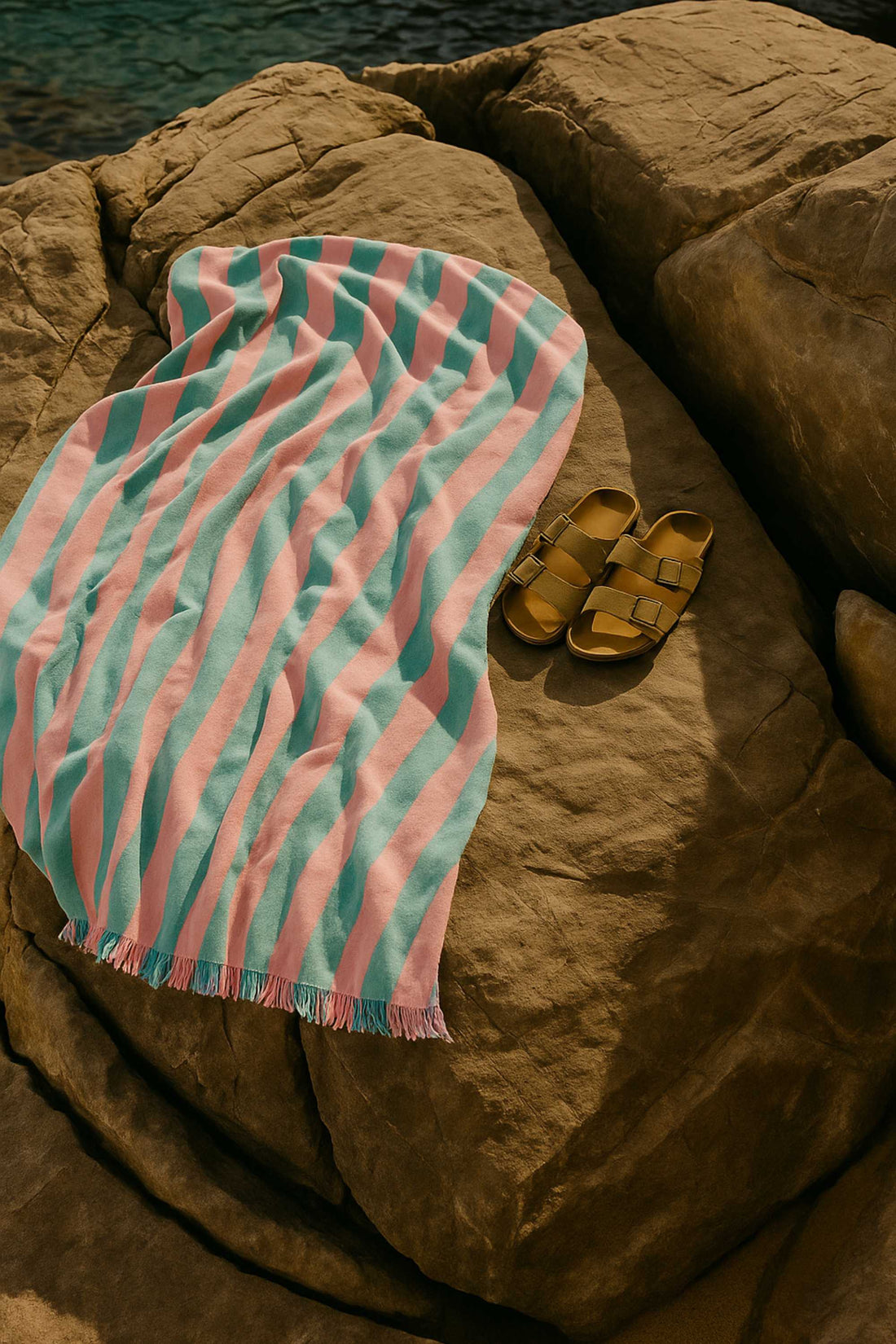 fouta rayee rose bleu