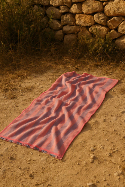 fouta rayee rose bleu