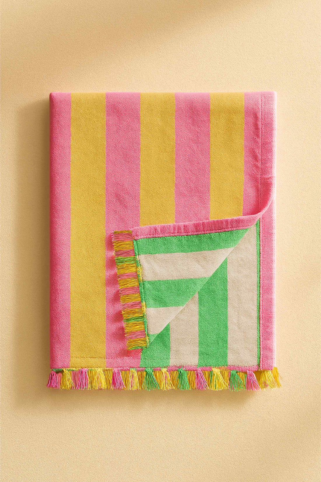 fouta rayee rose jaune