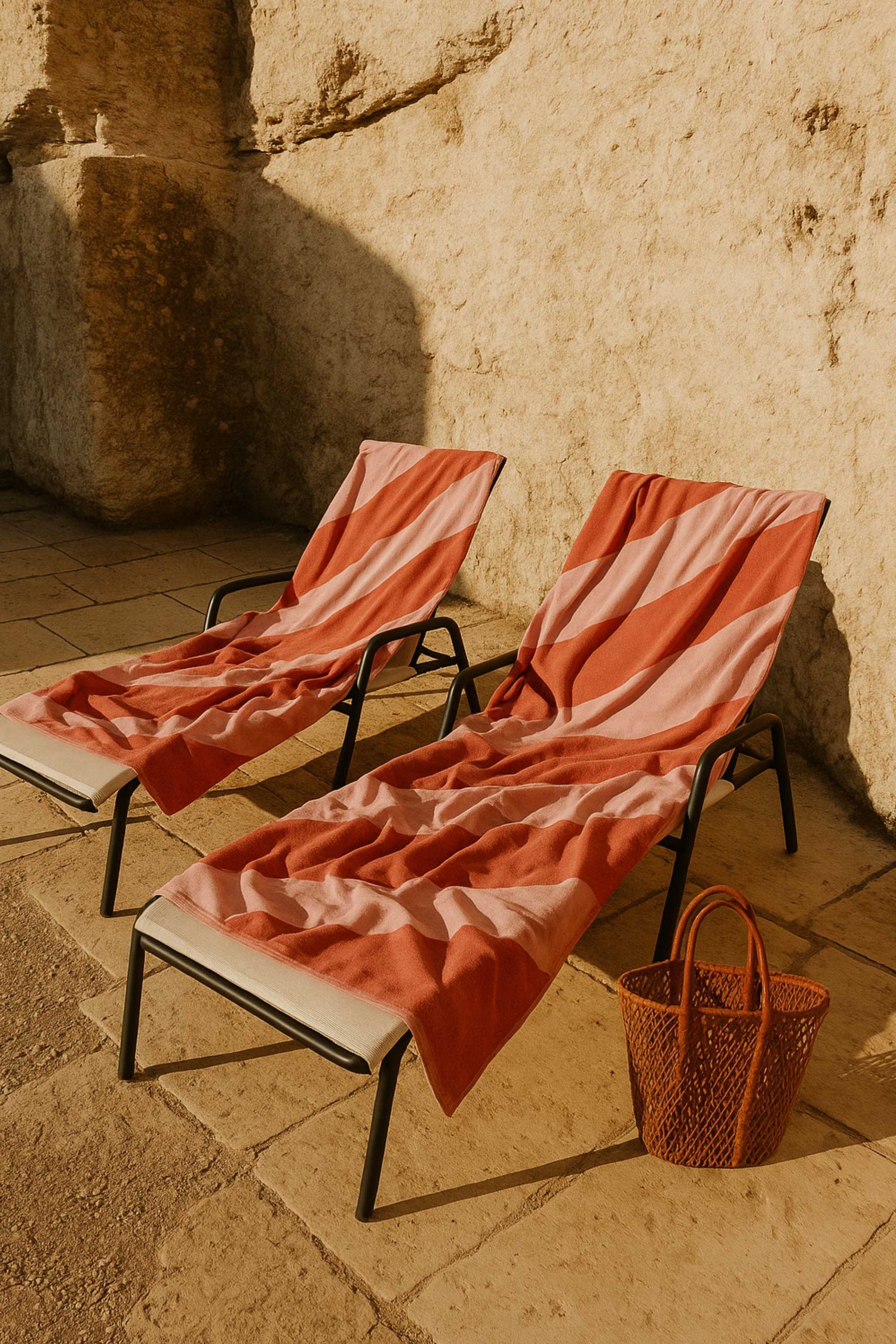 fouta rayee rose rouge