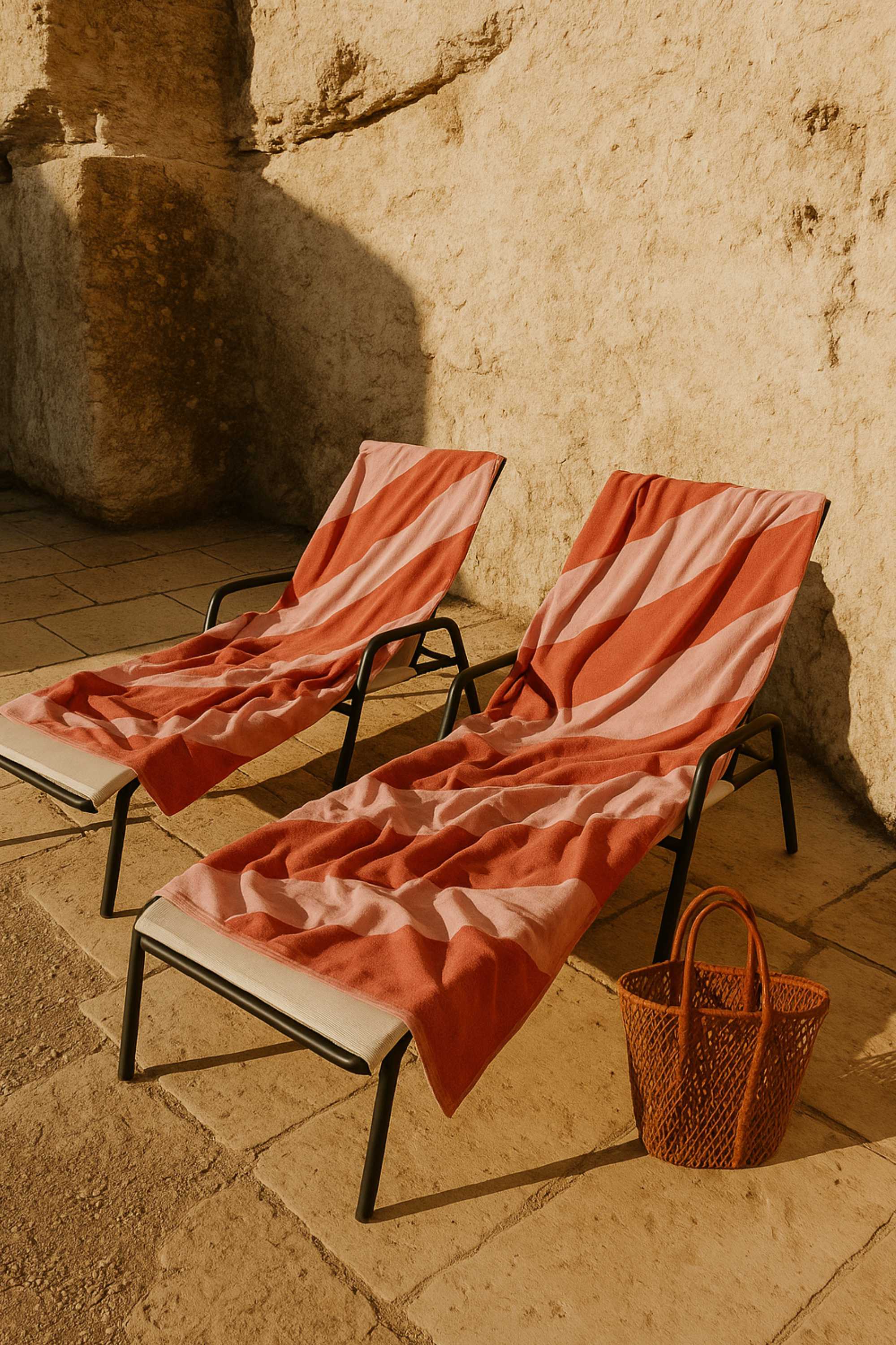 fouta rayee rose rouge
