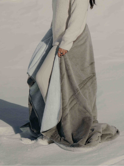 Plaid Cosy Bicolore Givre - gris clair VENTE ARCHIVES